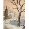 ANTIQUE OIL PAINTING ICE SKATERS SIGNED VAN HOYDN PIC-3